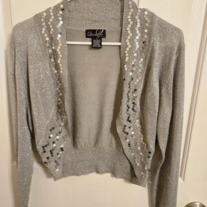 Chic Sparkle Silver Bolero Sweater
